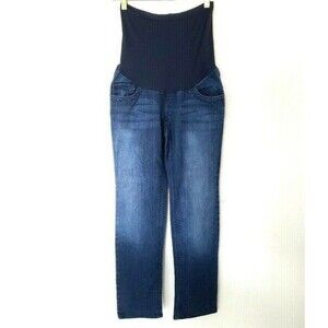 Oh! Mamma Maternity Jeans Stretch Full Panel Size S Medium Wash Straight Leg